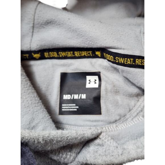 Under Armour Project Rock Hoodie Medium Sweatshirt Bull Blood Sweat Respect Gym - Picture 4 of 16